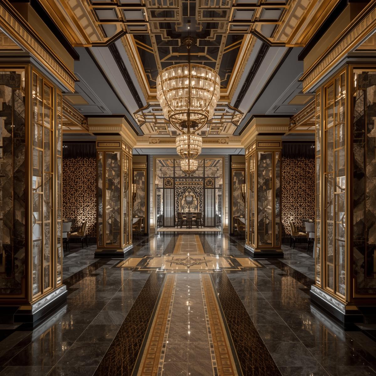 Luxurious photo zone with geometric patterns